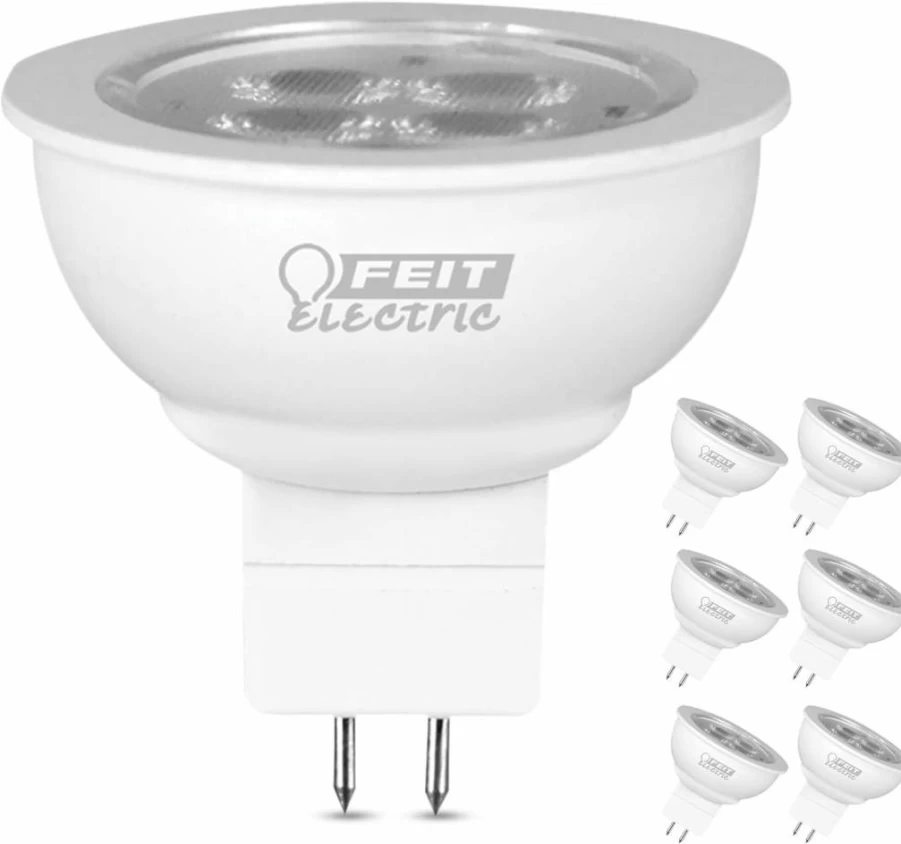 Feit Electric LED MR16 Bulb 20W Equivalent GU5.3 Base 3000K Warm White 250 Lumens Non-Dimmable Track Landscape Lighting 6-Pack 22-Year Lifespan