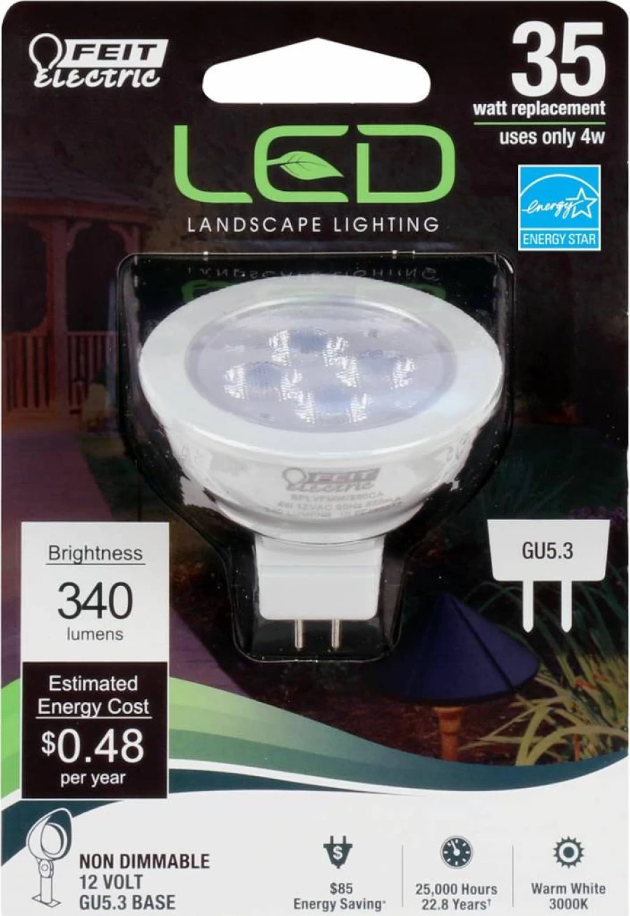 Feit Electric LED MR16 Bulb 20W Equivalent GU5.3 Base 3000K Warm White 250 Lumens Non-Dimmable Track Landscape Lighting 6-Pack 22-Year Lifespan