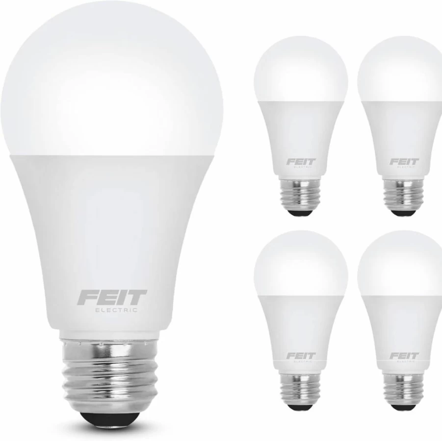 Feit Electric A19 LED Light Bulb 60W Equivalent 800 Lumens E26 Base 5000K Daylight CRI 90 Non-Dimmable 10-Pack UL Listed Damp Rated 10-Year Warranty